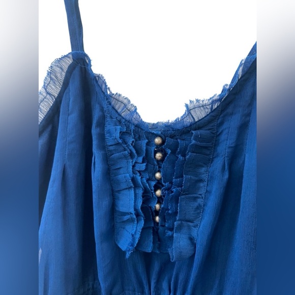 STARING AT STARS Delicate Blue Lace Ruffle Trim Dress SIZE SMALL 2 4 Tiers Adjut - Picture 2 of 11